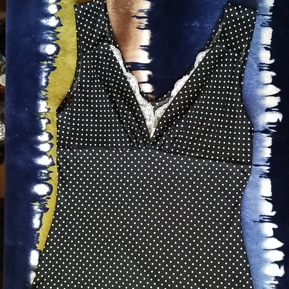 Black and white polka dot top with lace detail